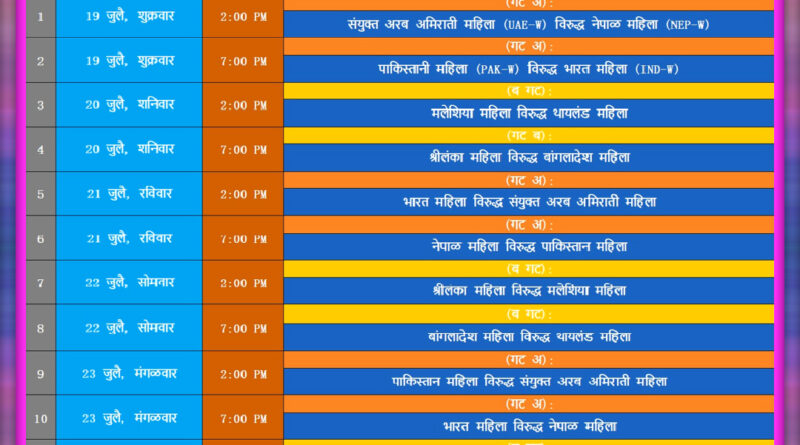 Womens Asia Cup T20 2024 Schedule