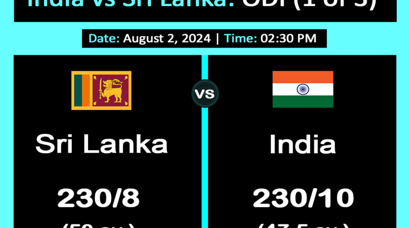 भारताचा श्रीलंका दौरा : भारत विरुद्ध श्रीलंका, पहिला ODI सामना डिटेल्स | India’s Tour of Sri Lanka : India vs Sri Lanka 1st ODI Match Details